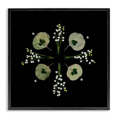 Leaves & Wildflowers on Black Framed Giclee, design by Beth Adoette