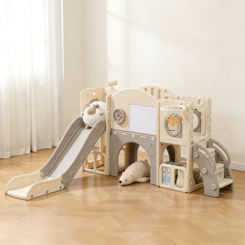 Grimpeur en plastique l 72,6 po Feanch, Beige/gris