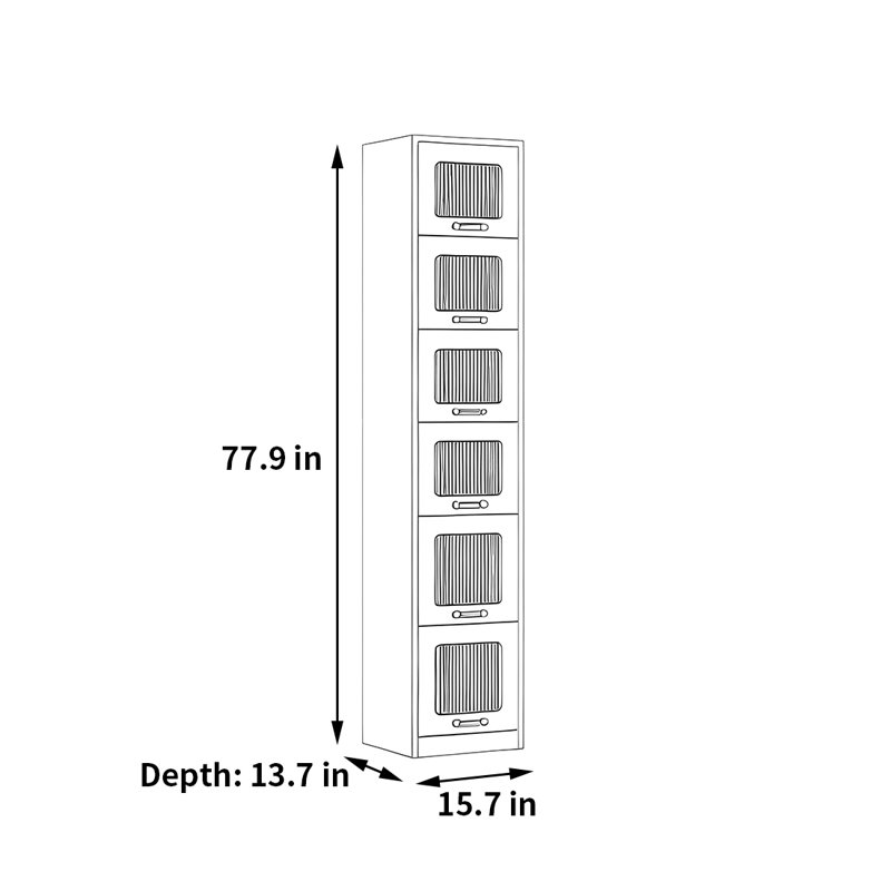 Rabehi, (6 Shelves) 77.9"H x 15.7"W x 13.7"D, White