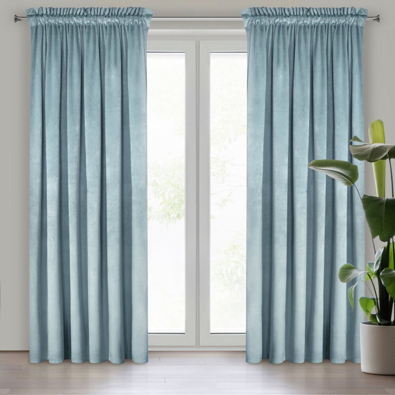 Melanie Polyester Blackout Eyelet Curtain Panel, Blue
