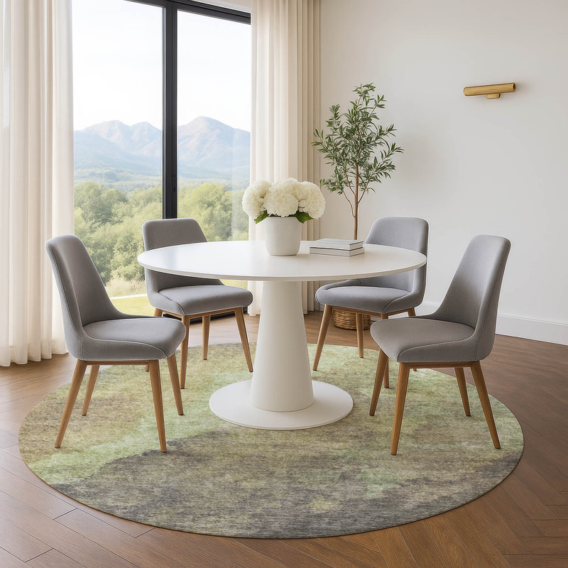 Premium Machine Washable Mundell Abstract Rug, Round 8'