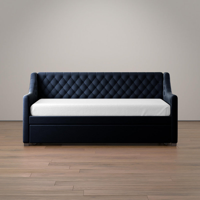 Antonia Upholstered Daybed with Trundle, Blue