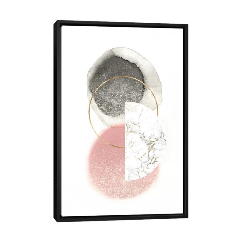 «Blush Geo II» par Isabelle Z - impression d'art graphique, H 40 po x l 26 po x P 1,5 po, Toile avec cadre noir, Aucun mat