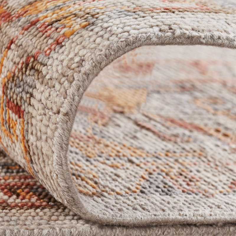Tribal Elegance Orange/Rust/Grey Hand-Knotted Wool Area Rug, Runner 2'6" x 10', Orange