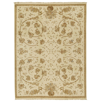 High-Quality Hand-Knotted Ivory Area Rug