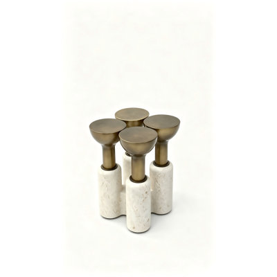 2-Piece Modern Marble & Glass Coffee Table Set with Antique Brass and Jade-Tone Stainless Steel Base