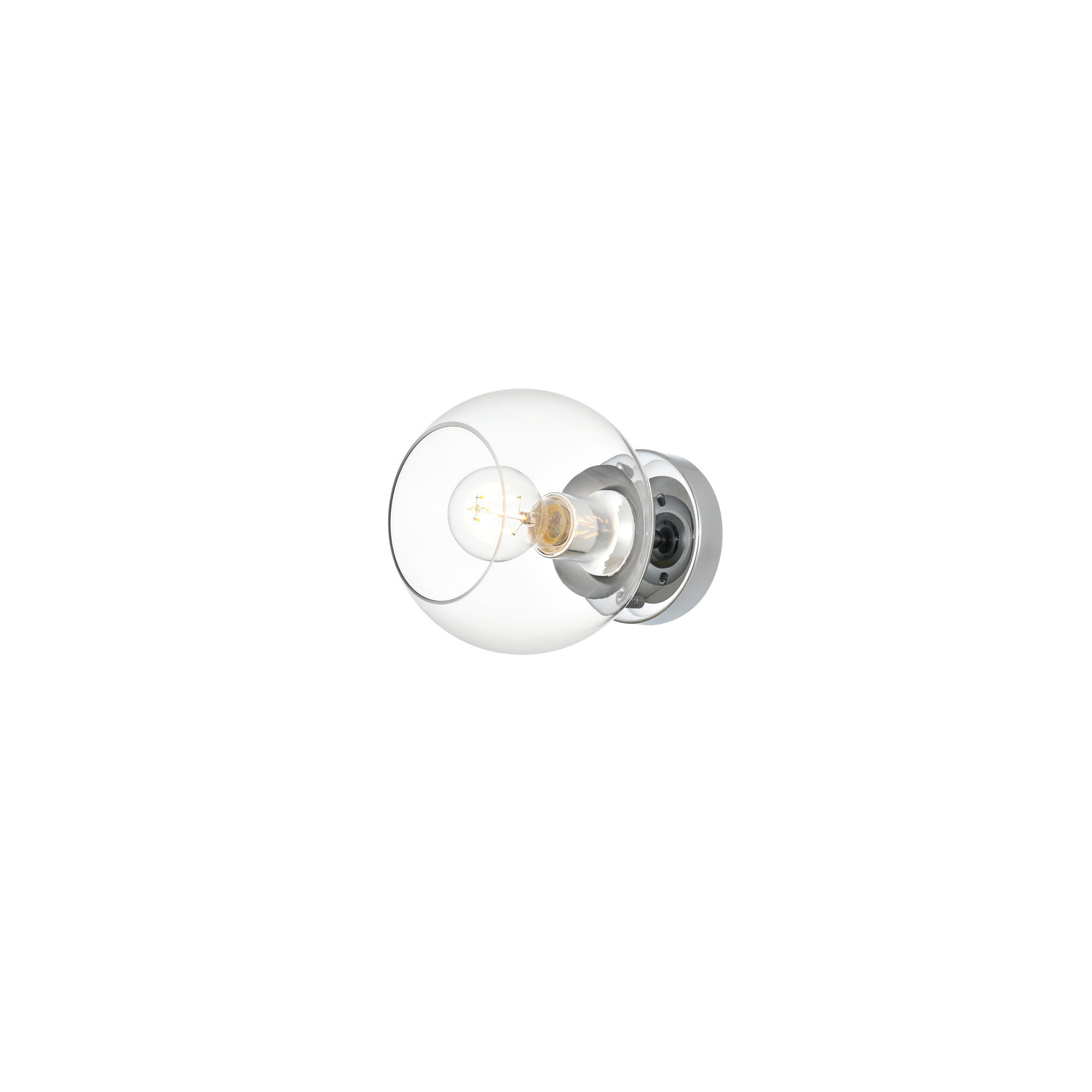 Nathalie 2 Light Glass Dimmable Armed Sconce, Chrome, 1 Light, 7" H x 7" W x 7" D