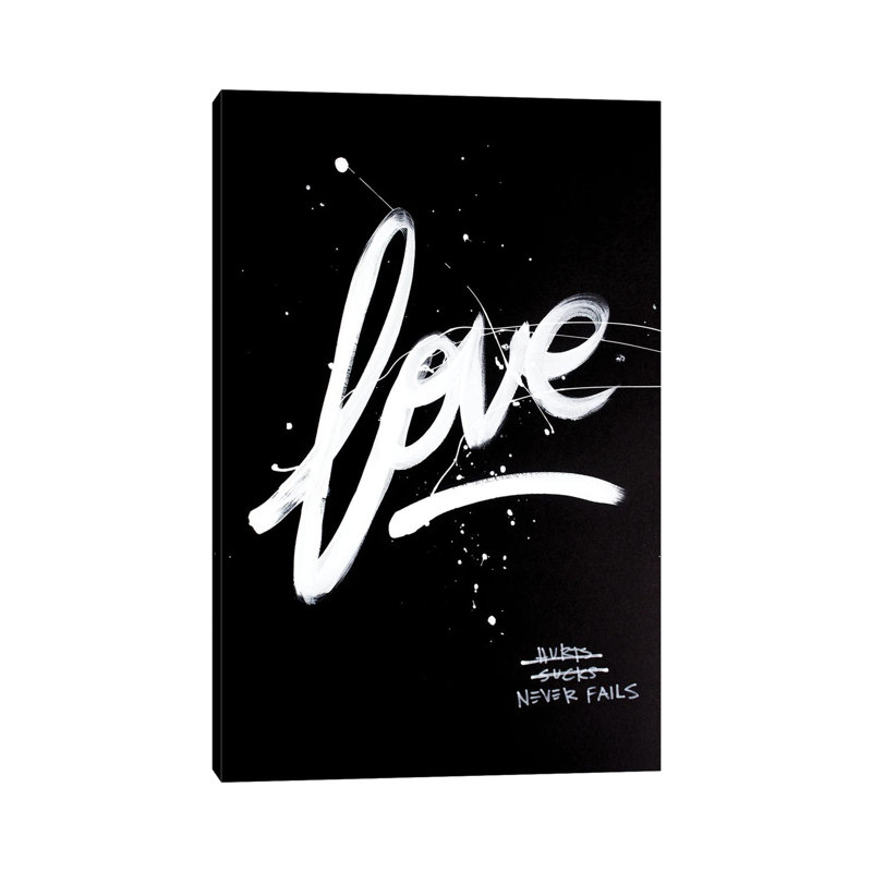 «Love Never Fails Black II» par Kent Youngstrom - Estampe numérique sur toile tendue avec châssis, H 18 po x l 12 po x 1,5 po