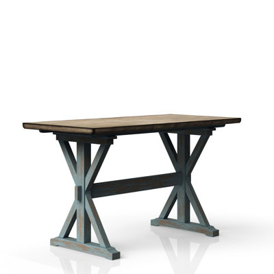 Table à hauteur de comptoir en X en bleu pour les dîners décontractés