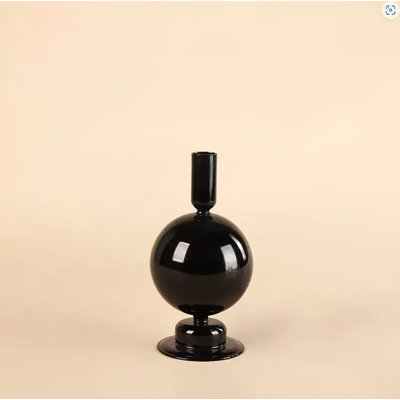 Bougeoirs larges modernes transparents noirs