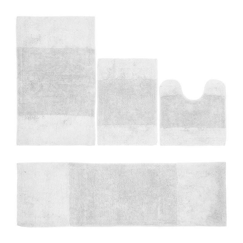 Ensemble de tapis pour salle de bain 100% coton 2155 GSM de qualité supérieure Granada, certifié OEKO-TEX®, envers en latex antidérapant, touffeté moelleux, super absorbant et lavable à la machine pour salle de bain, douche, baignoire et meuble-lavabo, blanc