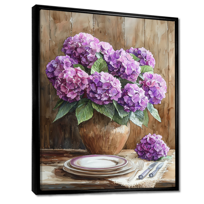 Bayuga - Floral Canvas Prints, Black, Floater Framed Print, 20" H x 12" W