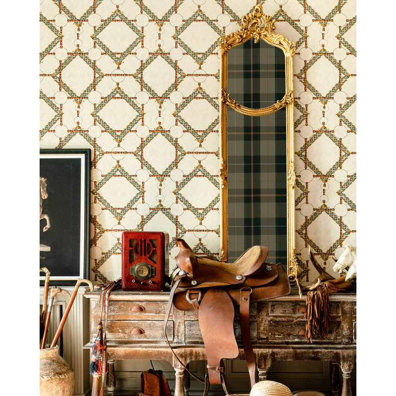 The Derby Geometric Wallpaper Roll, Blue/Brown/Red/Yellow