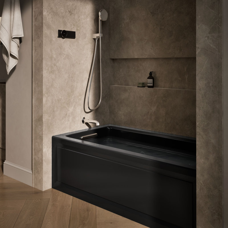 Archer Alcove 60" x 32" Whirpool Bathtub, Black, Left