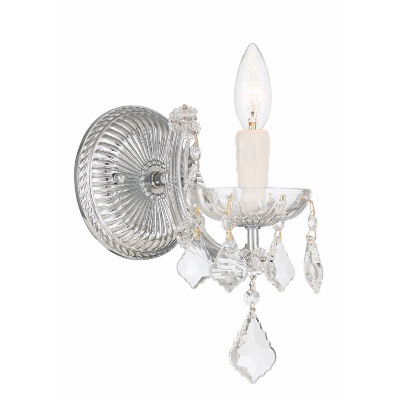 Lampe murale bougie 1 lumières Milan, Argent, Majestueux bois poli