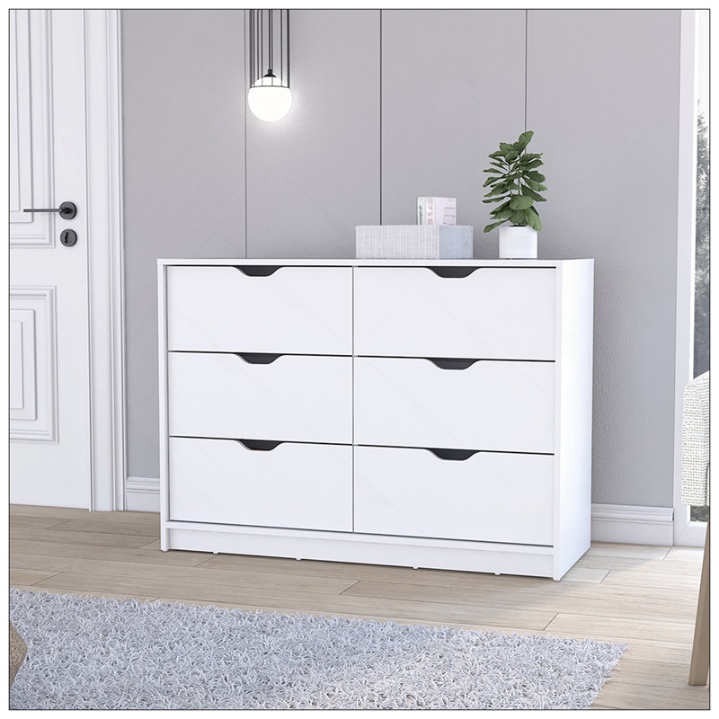 Commode 4 tiroirs, finition blanche, Blanc