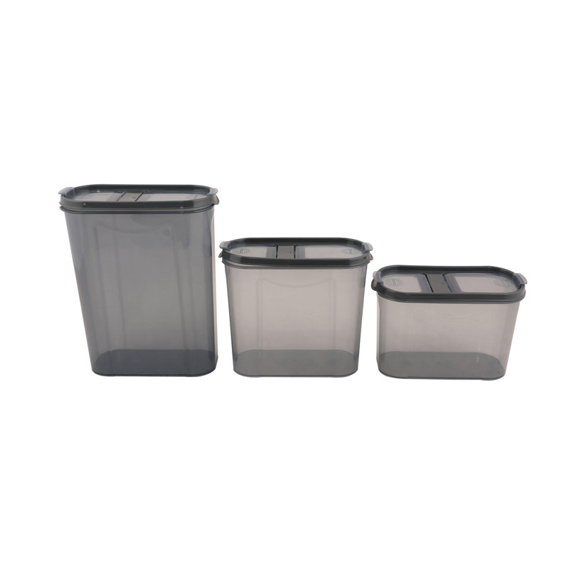 Durable Storage Box Set (24 Ps), Anthracite | 100% BPA Free Plastic, Double Lid Design | Includes 8 Boxes: 3.5 x 7.5 x 9.3 in (2800 ml), 3.5 x 7.5 x 6.7 in (2000ml), 3.5 x 7.5 x 4.9 in (1400ml) | Dishwasher Safe, Perfect for Organizing Home & Office