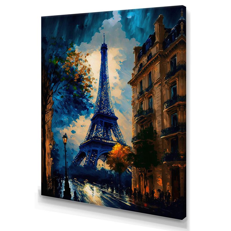 «Blue Eiffel Tower in the Autumn», reproduction sur toile, H 20 po x l 12 po x P 1 po, Toile tendue