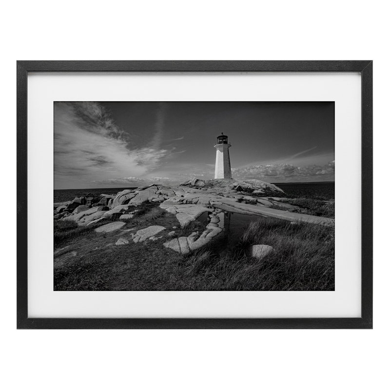 Cœur de phare, reproduction encadrée sous verre, conception de Norm Stelfox, H 14 po x l 20 po, Cadre noir minuit