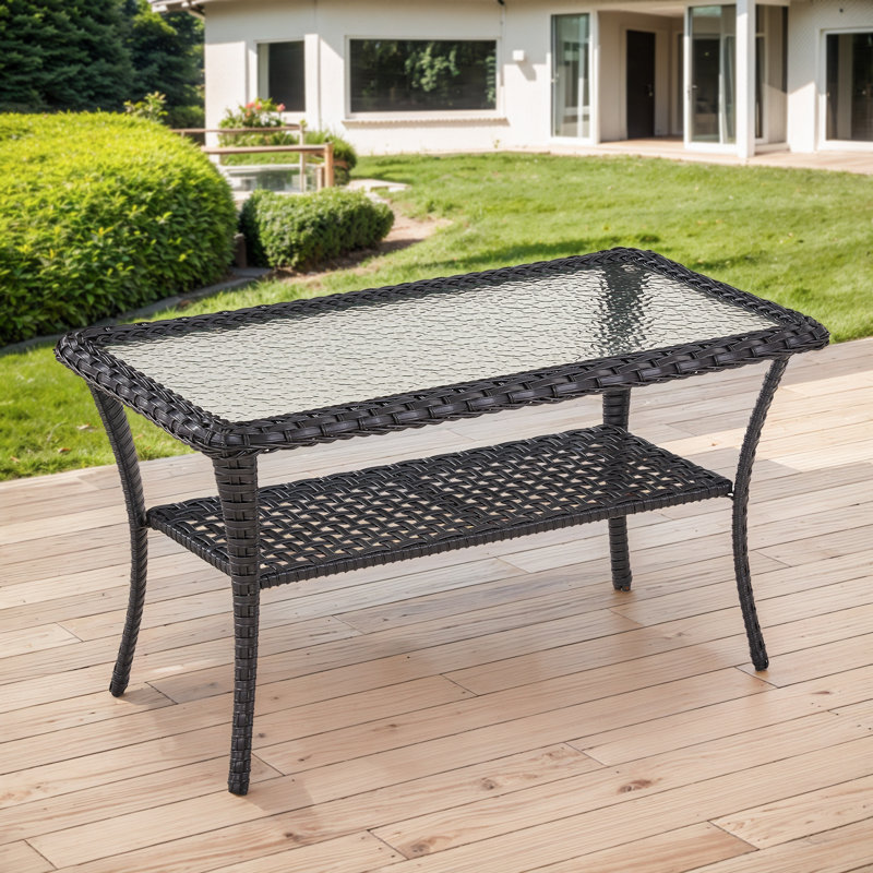 Arbor Rectangular Outdoor Coffee Table, Black, 20" H x 37" L x 20" W