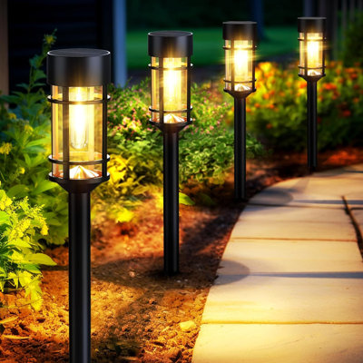 8-Pack Solar Pathway Lights, Waterproof LED Glass and Metal Outdoor Garden Lights for Walkways, Driveways & Landscapes