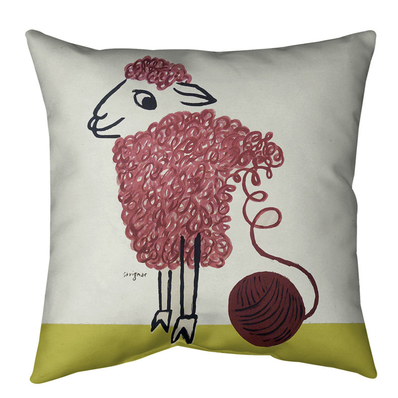 Coussin décoratif à affiche en laine, 20 po x 20 po, Rose, Polyester filé