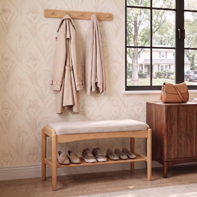 Solid Beech Upholstered Shoe Bench