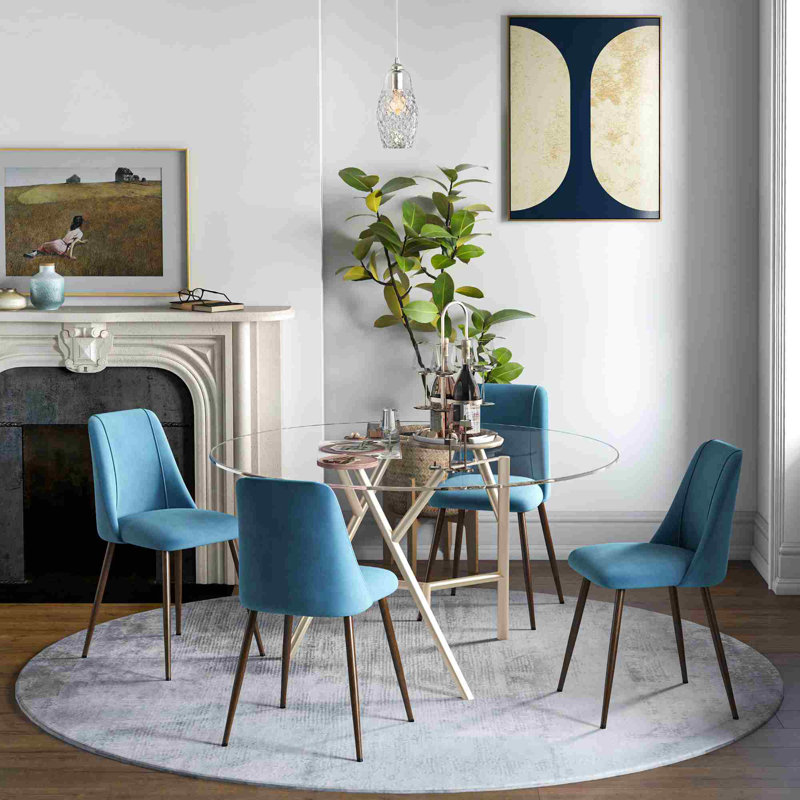 Chaise d'appoint capitonnée Kymera, Bleu
