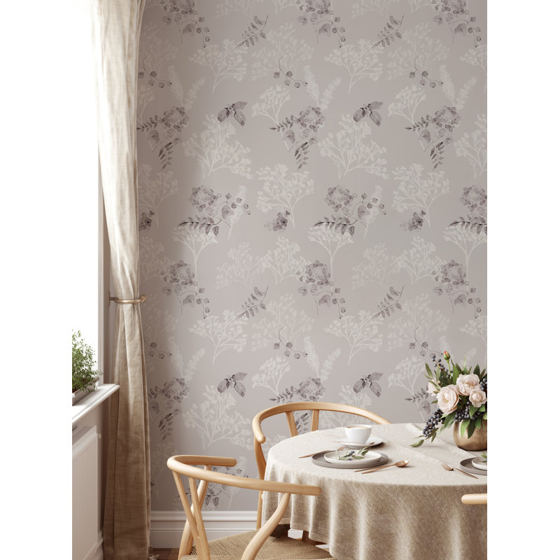 Papier peint adhésif Breezy Blooms, Gris