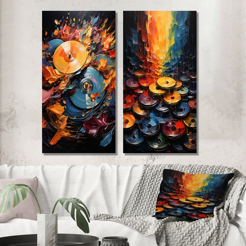 "Colourful Symmetris I", 2 pièces, Toile tendue, H 40 po x l 40 po
