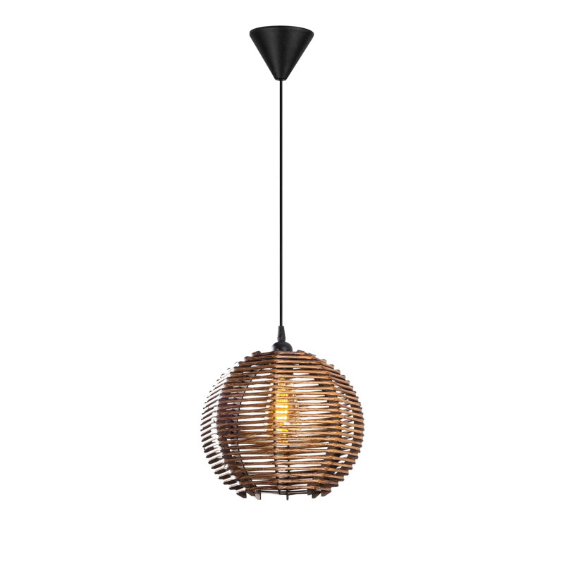 Stylish Wooden Chandelier with Imitation Bamboo Cap, Antiquation Finish, 11.8 x 11.8 x 7.9 inches | Total Height: 23.6 inches | CE Certified, E27 Socket, Max 40W | Perfect for Elegant Dining Rooms & Living Spaces