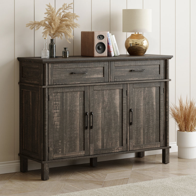 Buffet Buffet avec tiroirs, tablettes et portes, Brun, H 34,2 po x l 47,2 po x P 14,9 po