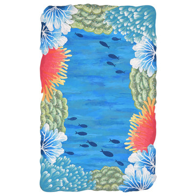 Ajanthan Handmade Tufted Polyester Blue Rug