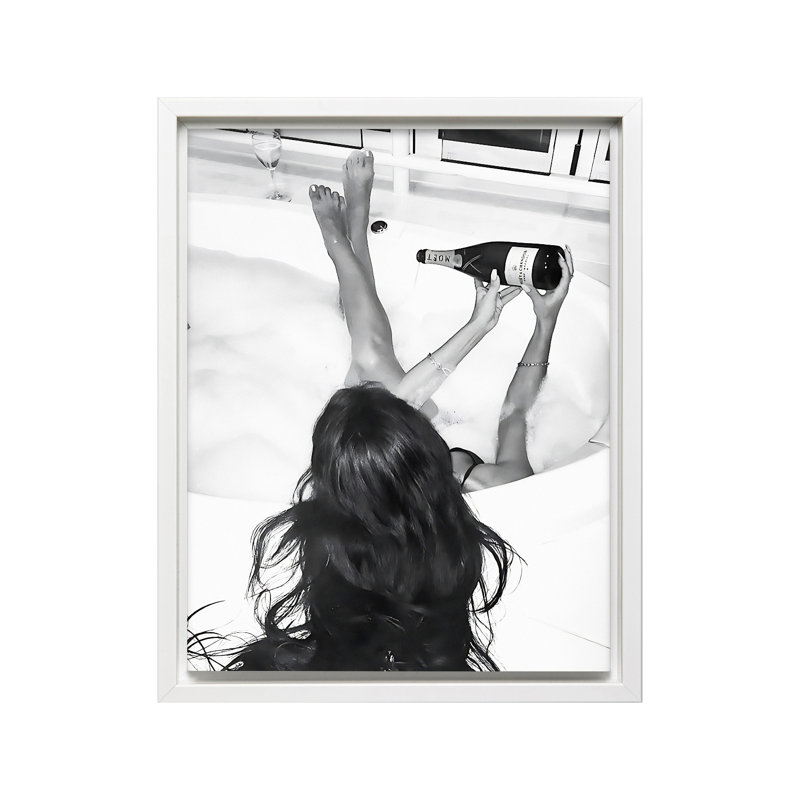 Woman in Bathtub No1, 11"H x 14"W, Canvas, White Framed