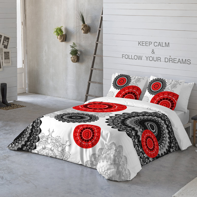 Modern & Contemporary Cotton Floral Duvet Cover, Queen
