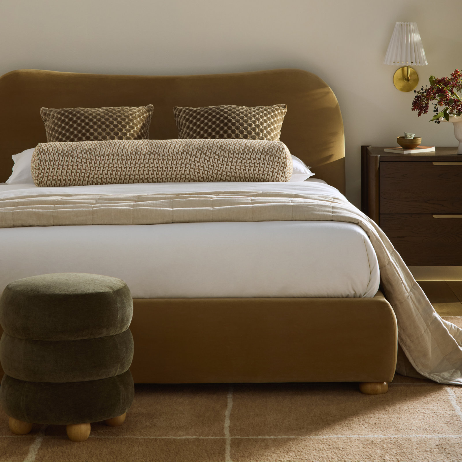 French Linen Box Stitch Quilt, Putty Heather, Queen Quilt