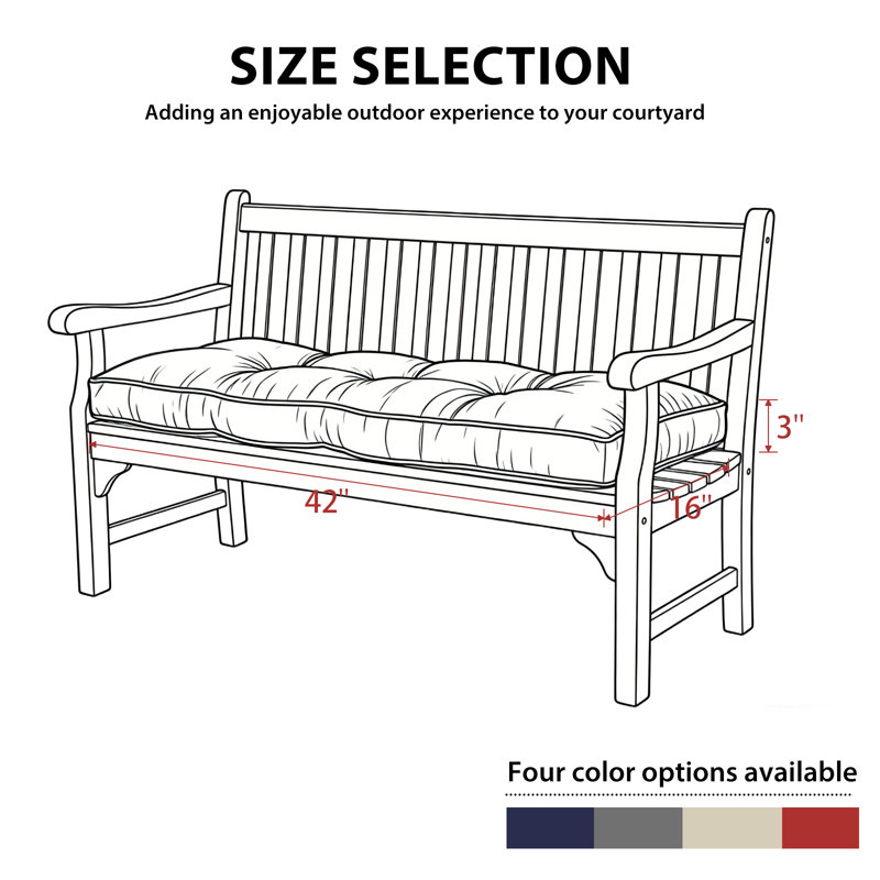 Indoor/Outdoor Bench Cushion Waterproof & 3-Year Fade-Resistant Patio Furniture Cushions for Garden Porch Swing Chair, red