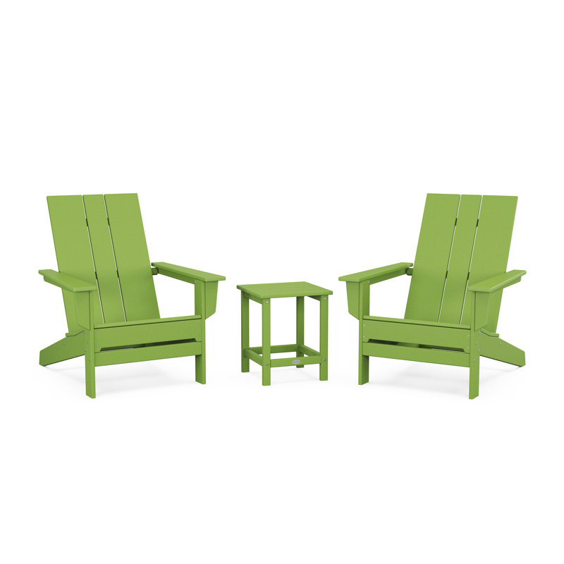 POLYWOOD x  Outdoor Adirondack Chair With Table, Lime