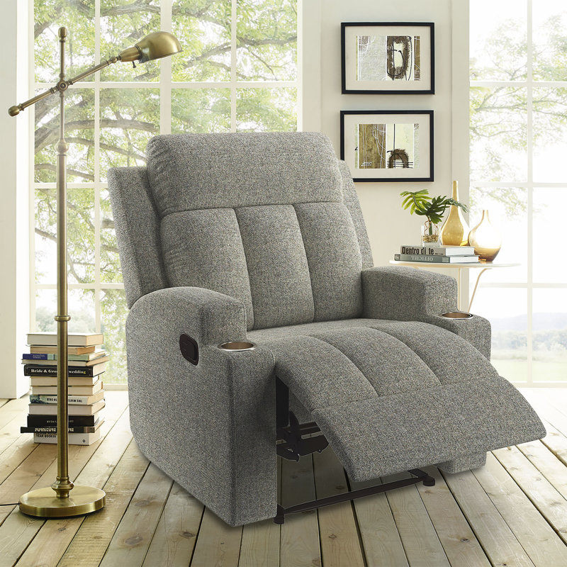 Cozy Comfortable Cushioned Recliner, Gray Polyester