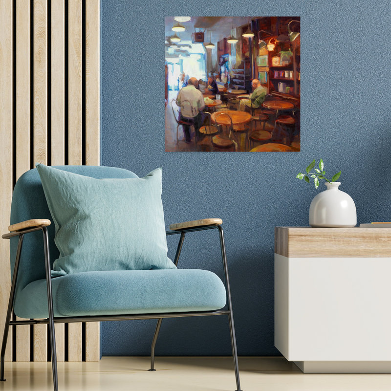 Café, art abstrait contemporain, H 18 po x l 18 po