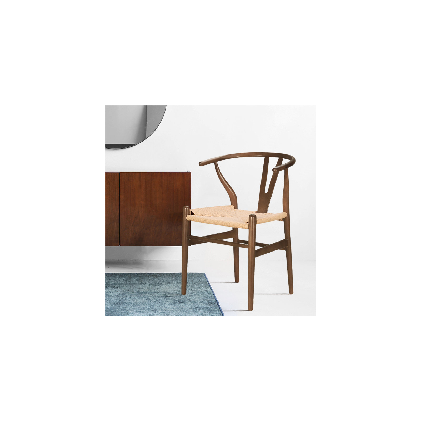 Wyn Woven Solid Wood Dining Chair, Walnut / Natural, 1