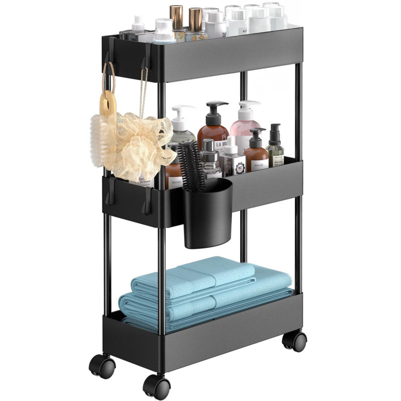 Chariot de rangement mince avec roues, organisateur de chariot de salle de bain
