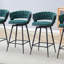 Ensemble de quatre tabourets de bar rotatifs avec coussins en coton et en lin respirants, siège vert rétro et structure en fer noir-839998308-839998304-839998330