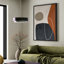 Art mural encadré sur toile - Conception géométrique abstraite moderne en noir, blanc et terre cuite - 16 po x 24 po, 24 po x 36 po