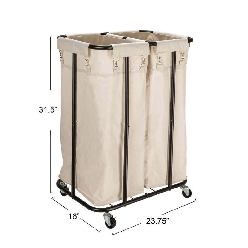 Rolling Laundry Sorter with Handles, Natural