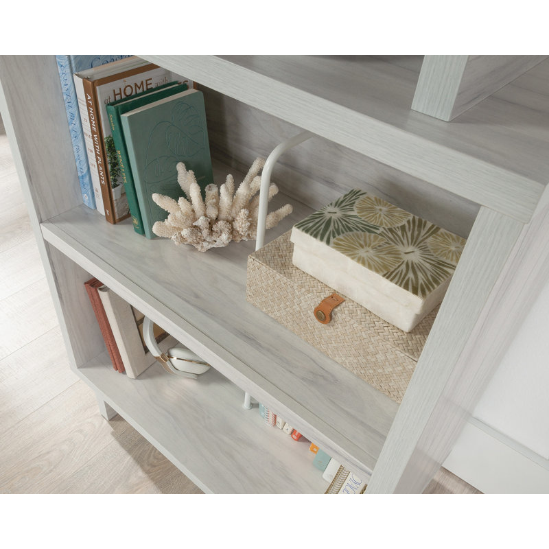 Gray Engineered Wood Bookcase with Cubes and Shelves