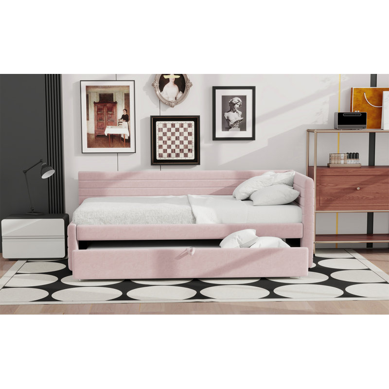 Lit de jour rembourré avec couchette, Rose
