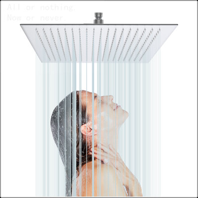 16 Inch Rain Shower Head, Square Ultra Thin 304 Stainless Steel High Pressure Shower Head,