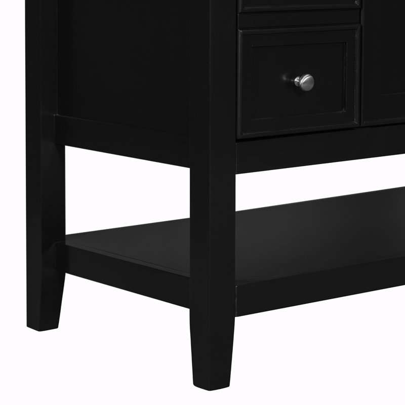 Meuble-lavabo simple 35,5 po avec plateau en bois manufacturé Sharvin, Noir
