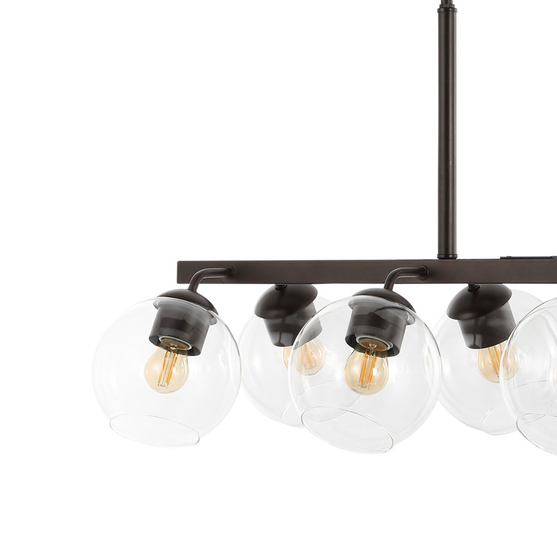 Luminaire suspendu pour îlot de cuisine à 8 lumières Nickols, Bronze huilé